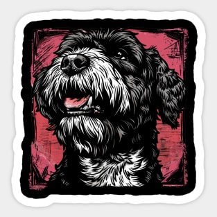 Retro Art Black Russian Terrier Dog Lover Sticker